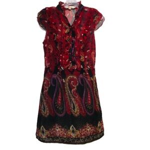 Aryeh red black sheer coverup dress size medium